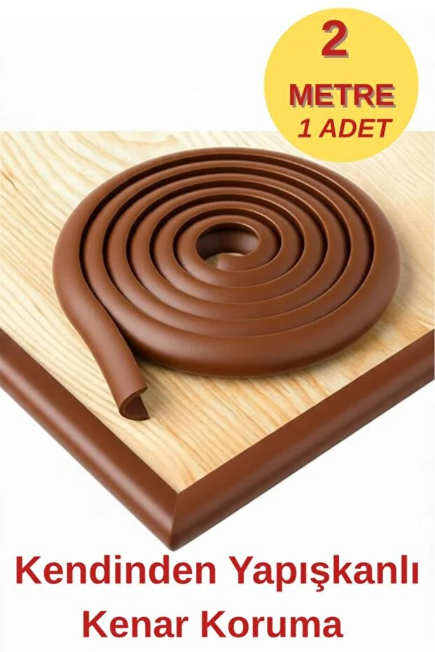 2 Metre 1 Adet Kahverengi Yumuşak Kauçuk Koruma Bebek Odası Mobilya Kenar Köşe Koruma Darbe Emici